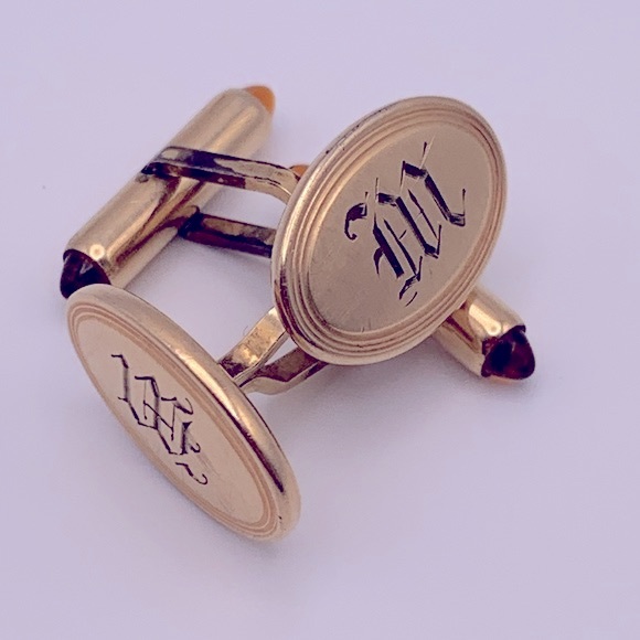 💝 Vintage Krementz Cufflinks Gold Initials - Picture 4 of 4